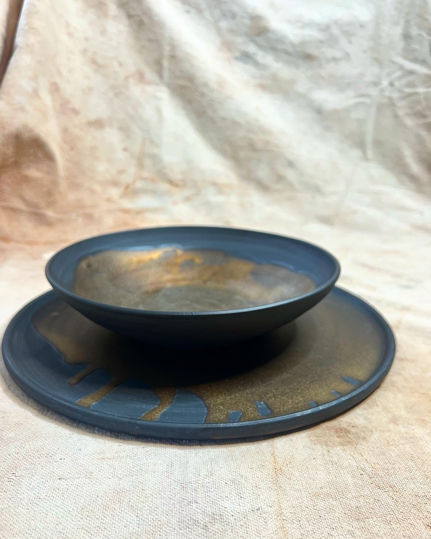 Brass & Black Dinner Plate