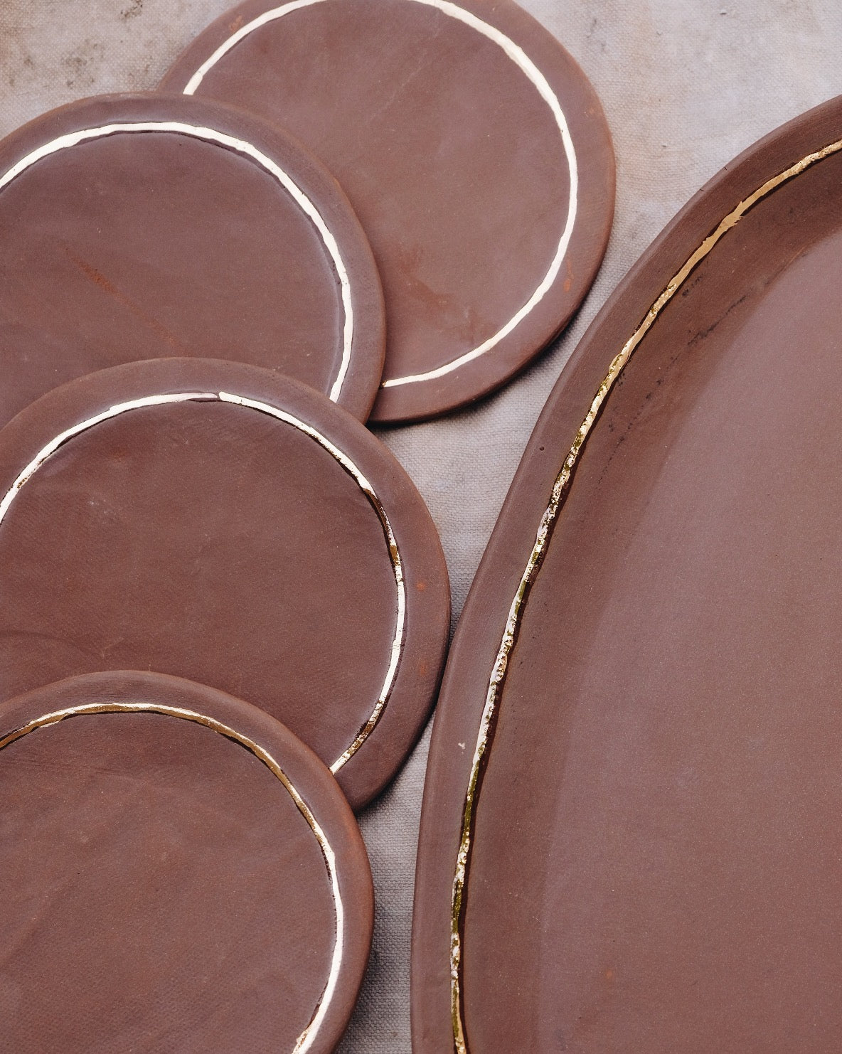 22K Gold Terracotta Platter & Side Plate Set